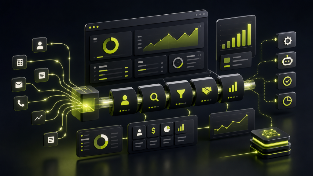 Revenue operations dashboard and workflow visual